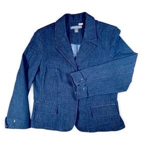 Josephine Chaus Structured Stretch Denim Blazer Jacket Women Sz 10 Office Casual